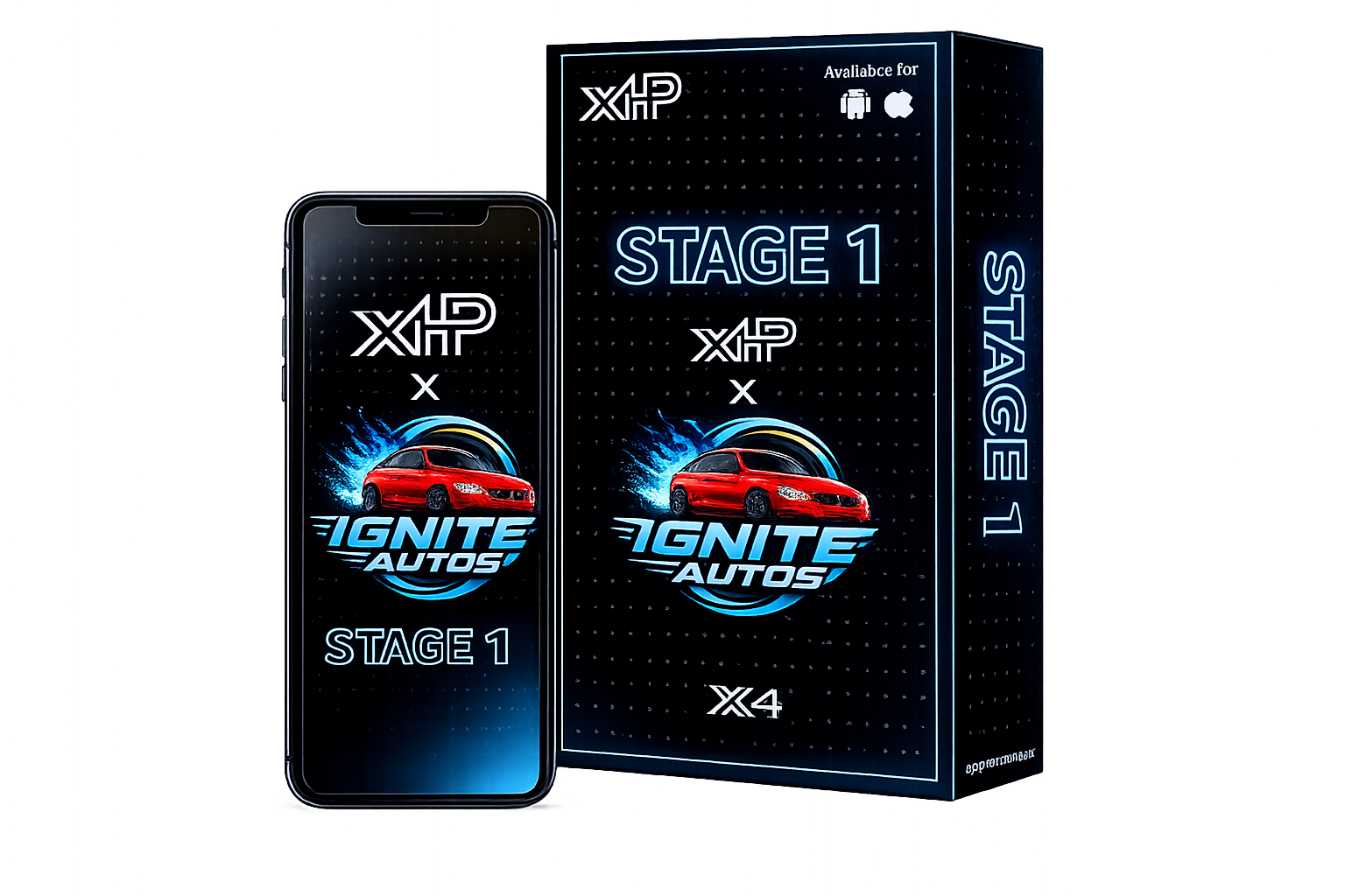 xHP × Ignite Autos Stage 1 — branded product art