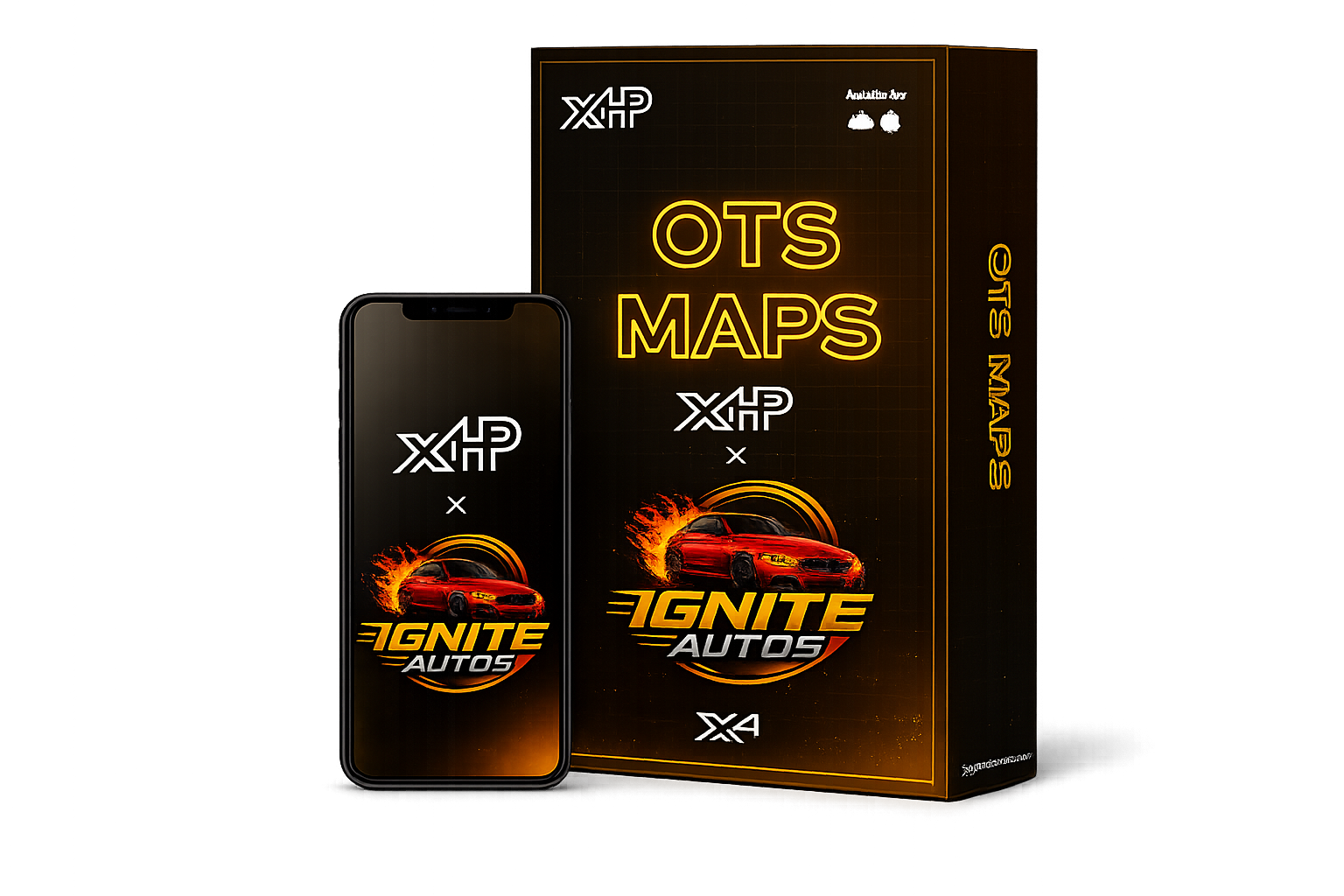 xHP Flashtool × Ignite Autos OTS MAPS — official partnership product art